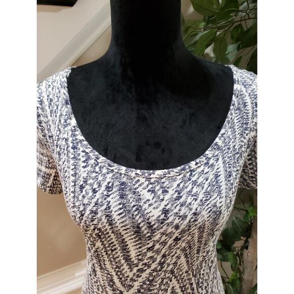 Ronni Nicole Womens White & Blue Polyester Short Sleeve Round Neck Shift Dress S - Picture 5 of 12